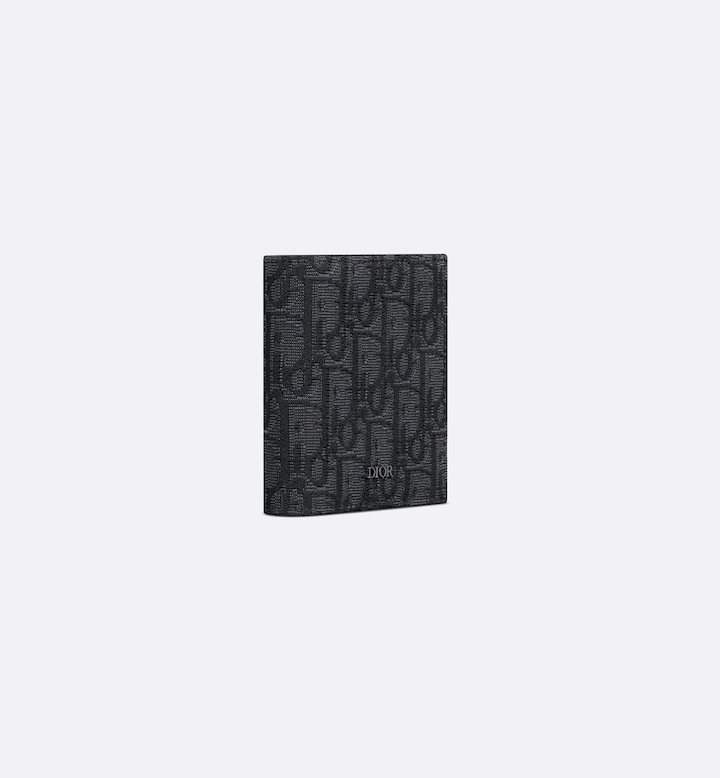 Vertical Bifold Wallet Black Oblique Jacquard