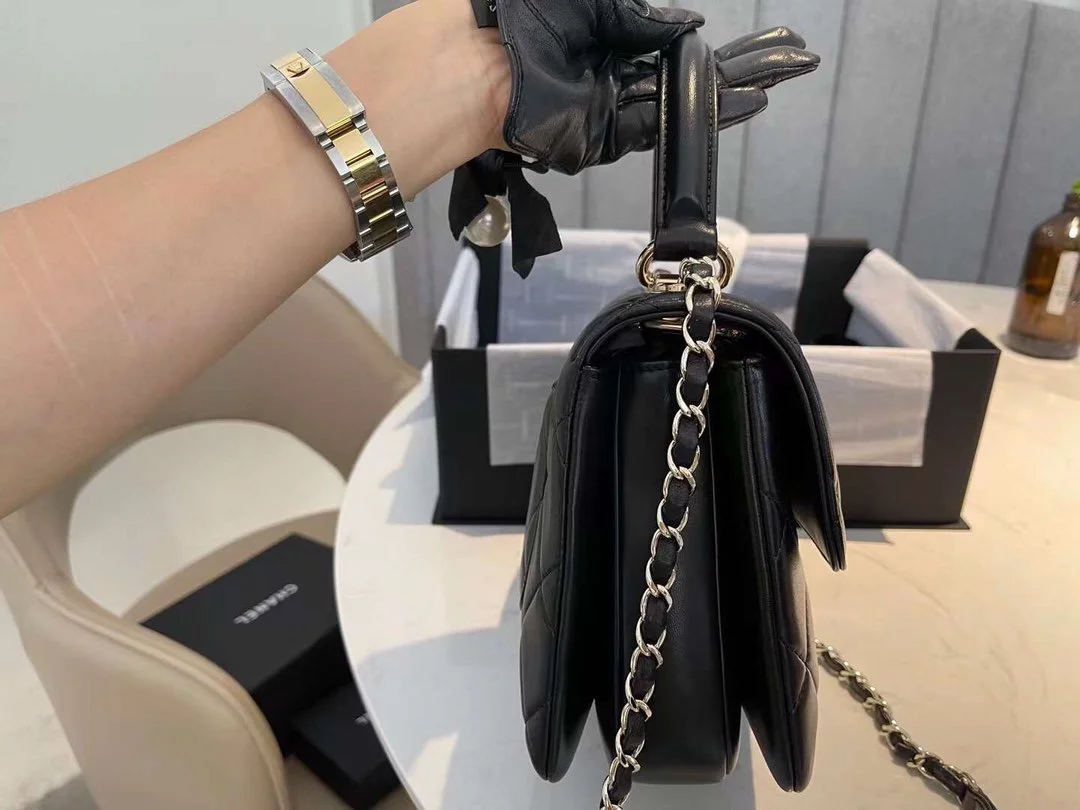 Chanel Classic Flap Bag Gold Toned Hardware Black 9.8in/25cm