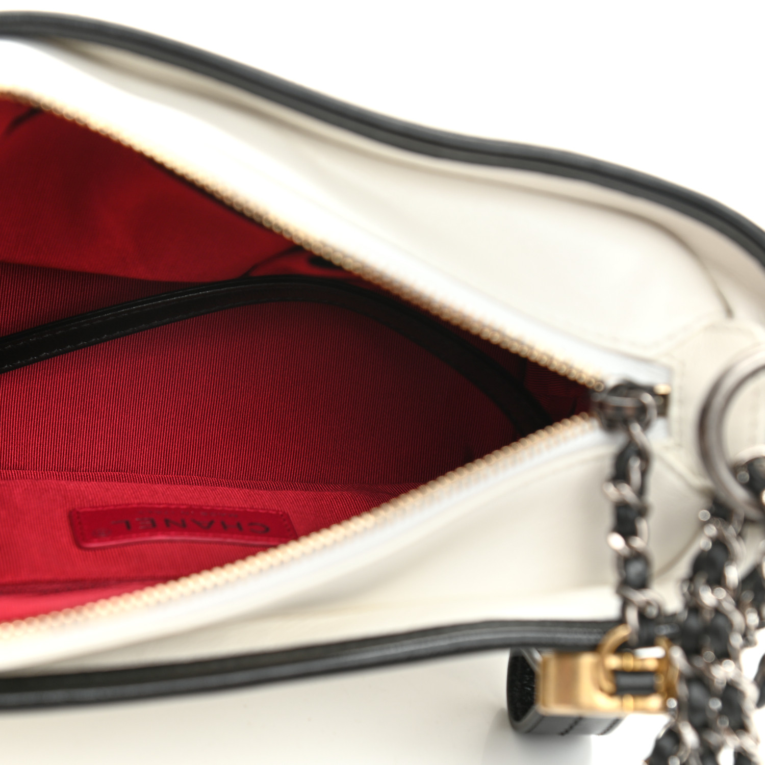 Aged Calfskin Quilted Small Gabrielle Hobo Black White