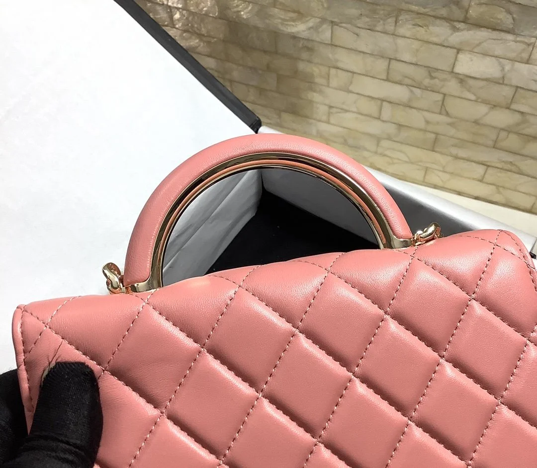 Chanel Hand-Held Oblique Cross Bag Pink For Women, Women’s Bags 6.7in/19cm