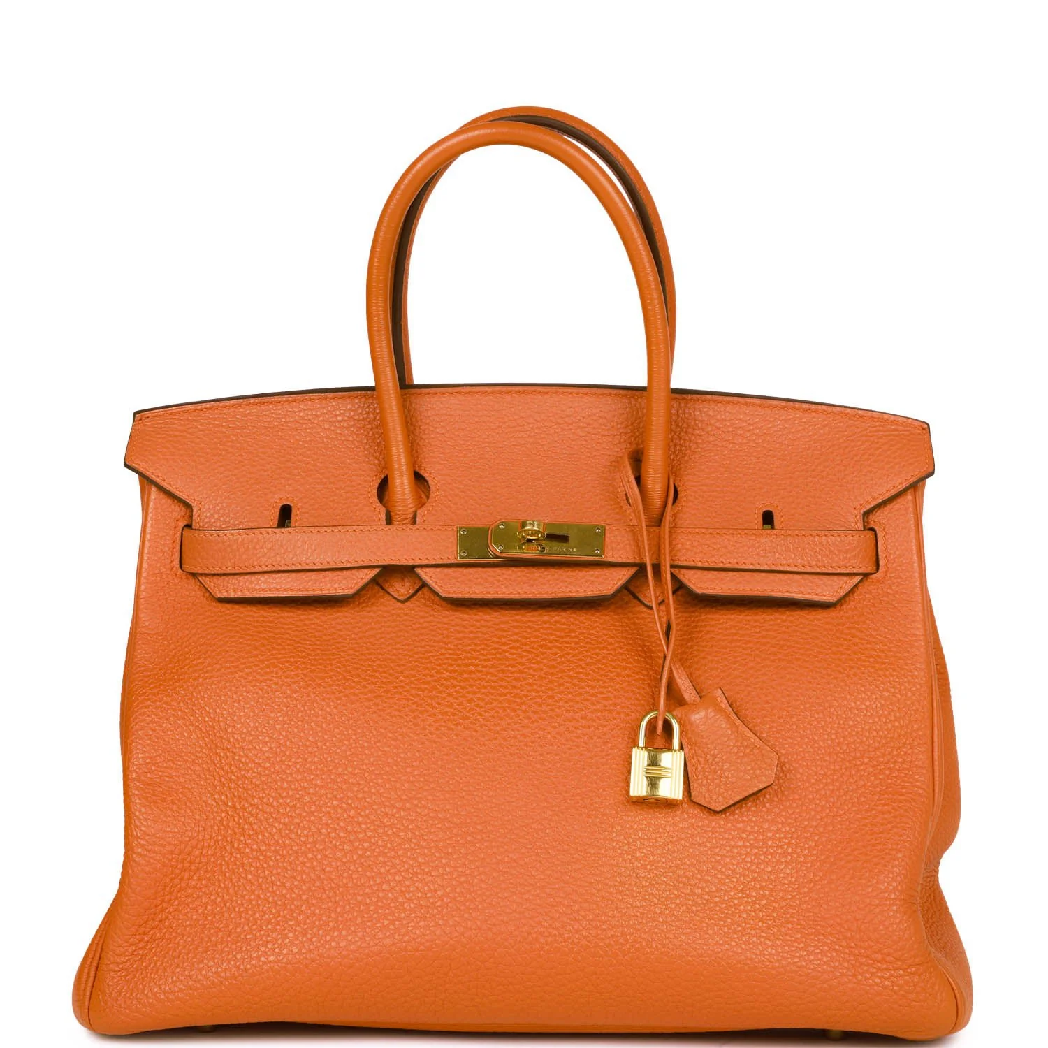 Pre-owned Hermes Birkin 35 Orange H Togo Gold Hardware