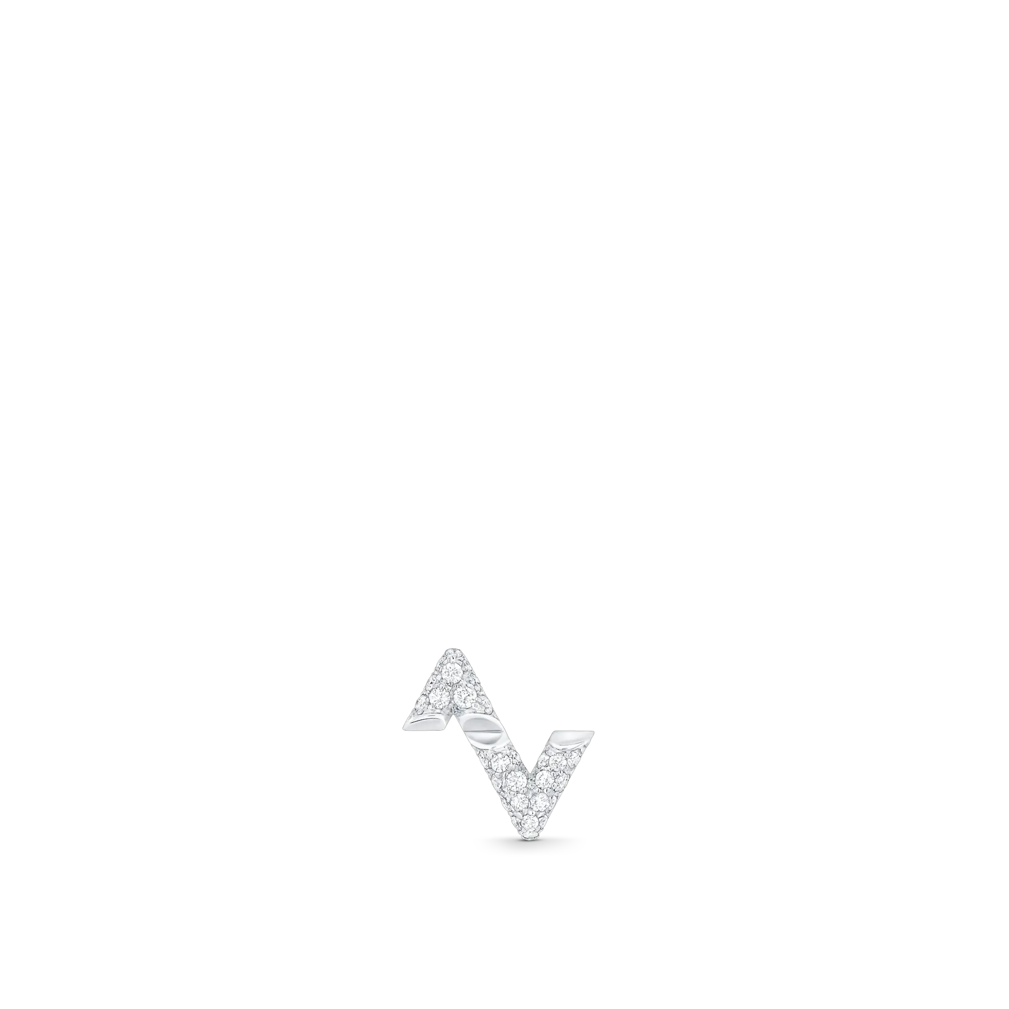 Louis Volt Upside Down White Gold and Diamond Single Stud Earrings