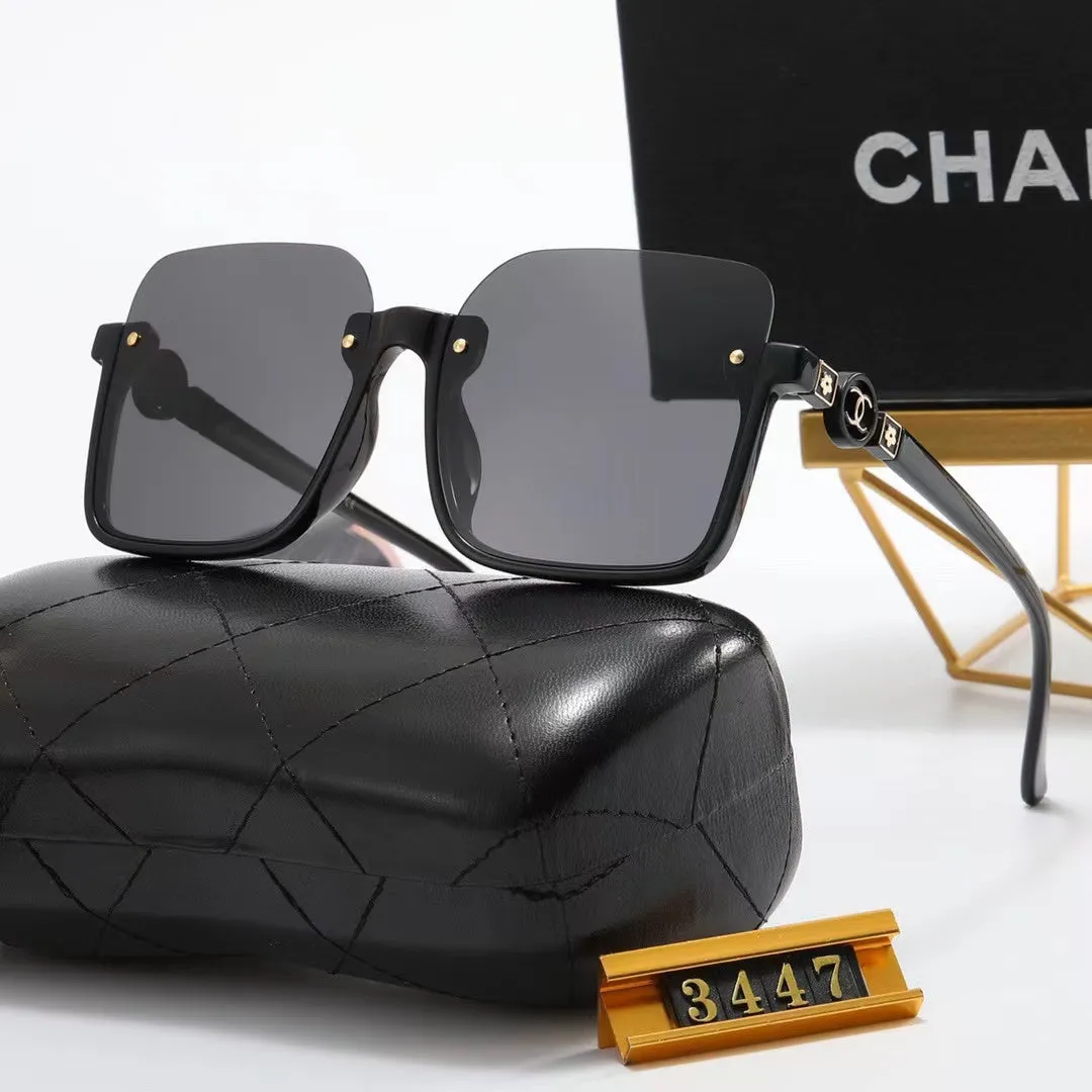 5-color fashion double C half-frame floral pattern temple polarized sunglasses