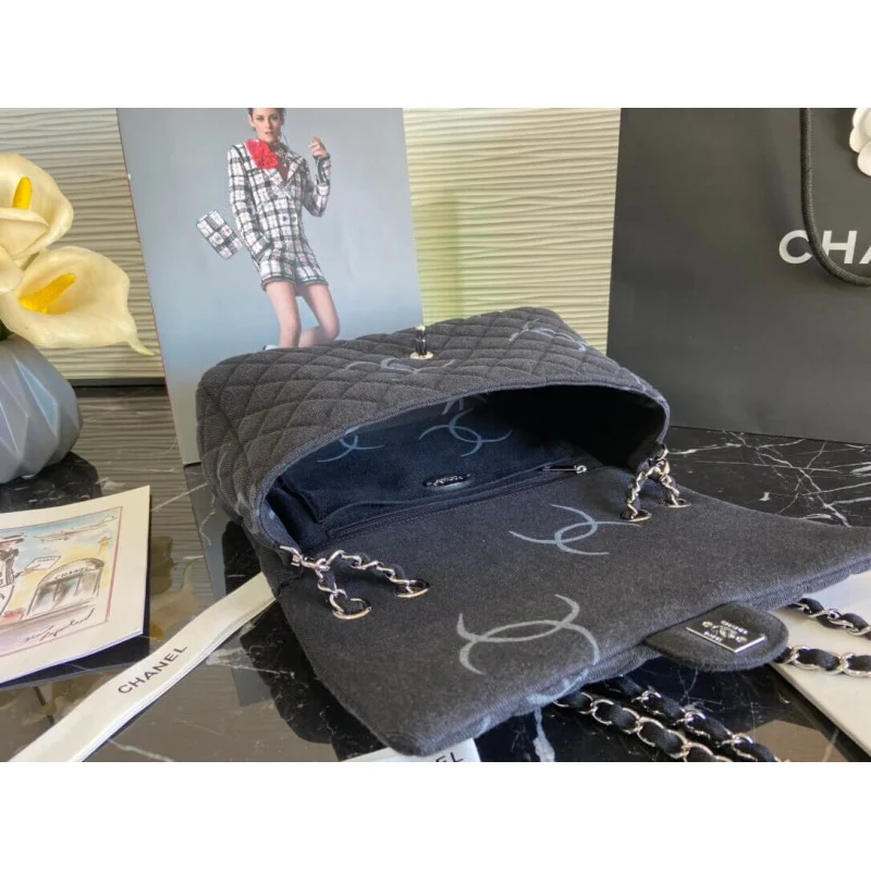 Chanel Denim Class-Flap Jumbo Large Bag As2072