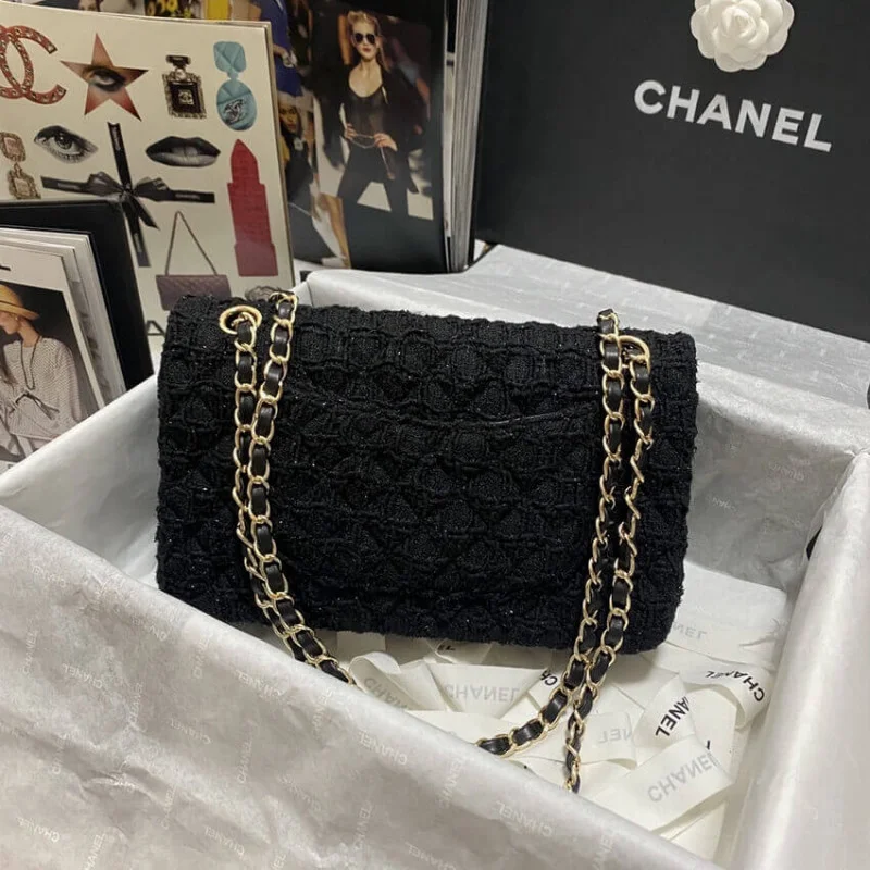 Chanel Class-Flap Bag In Black Tweed 1112