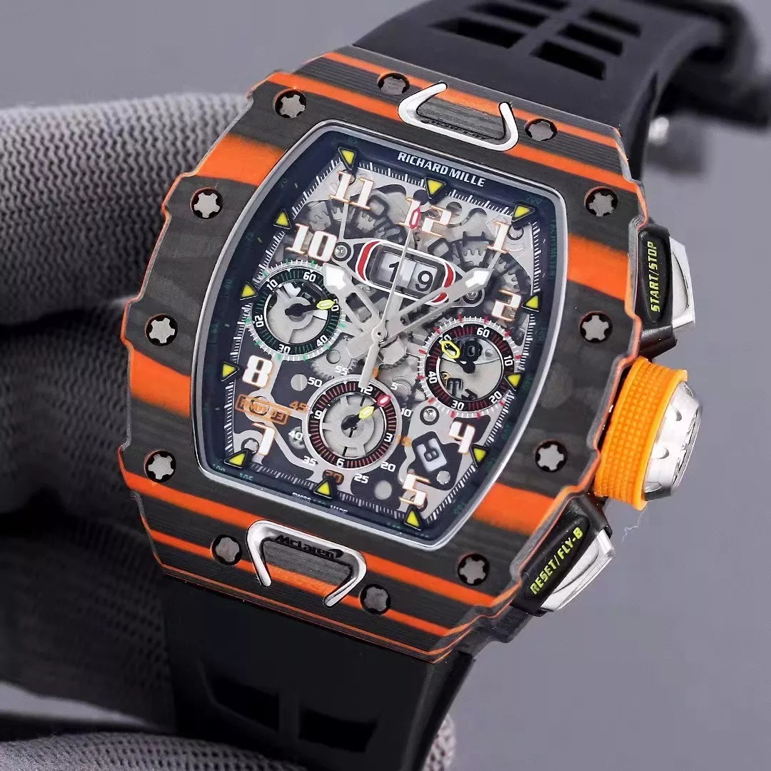 RM 11-03 Skeleton Dial Black&Orange Bezel White/Black/Orange Rubber Strap KV 7750