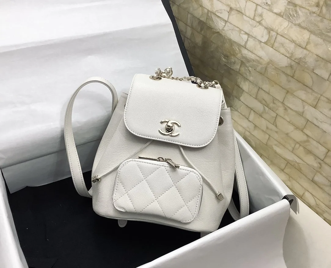 Chanel Small Affinity Backpack White For Women, Women’s Bags 9.8in/25cm