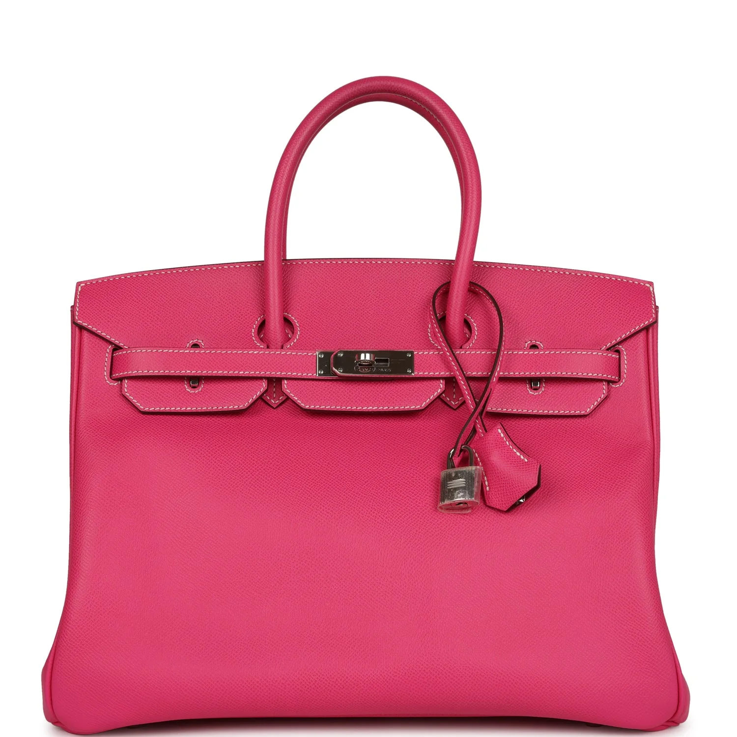 Pre-owned Hermes Birkin 35 Rose Tyrien Candy Epsom Palladium Hardware