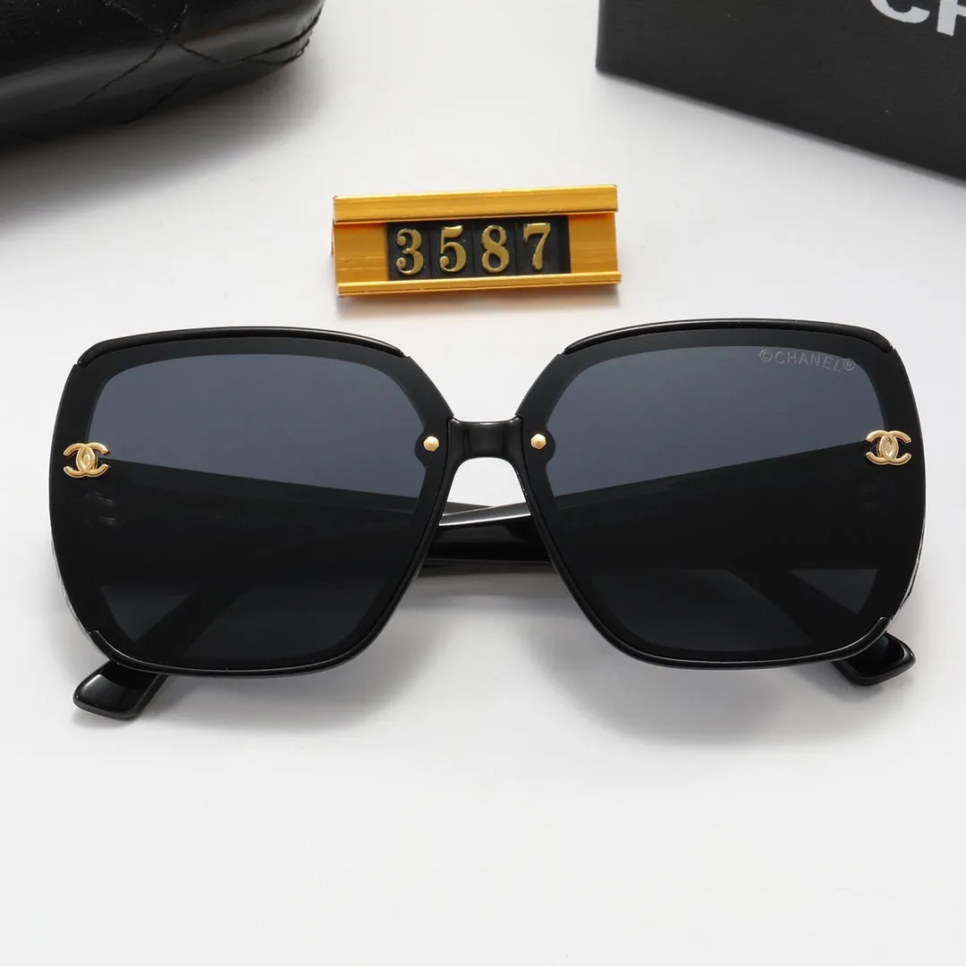 5-Color Fashion CC Printed Letter Temple Polarized Sunglasses