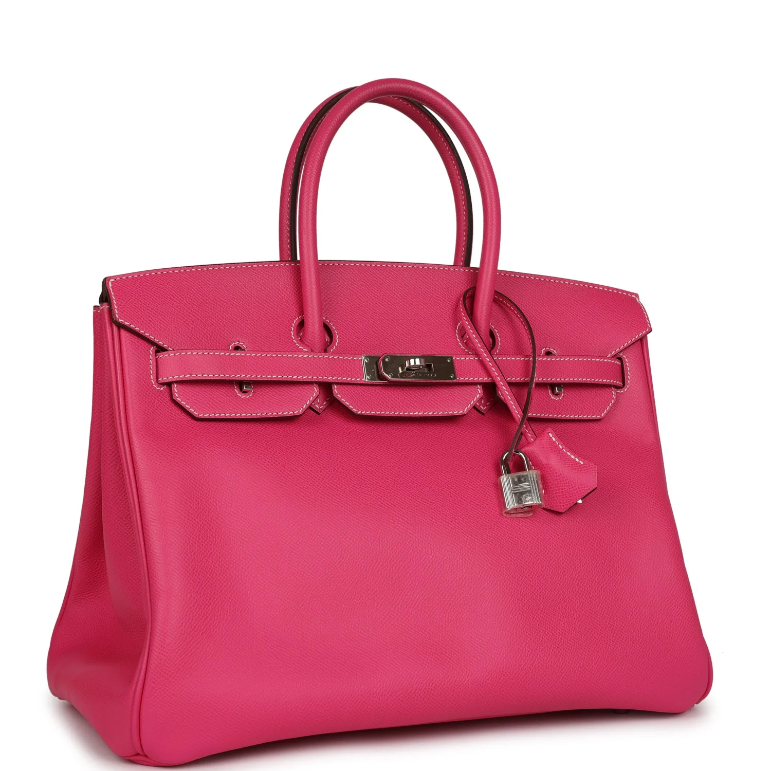 Pre-owned Hermes Birkin 35 Rose Tyrien Candy Epsom Palladium Hardware