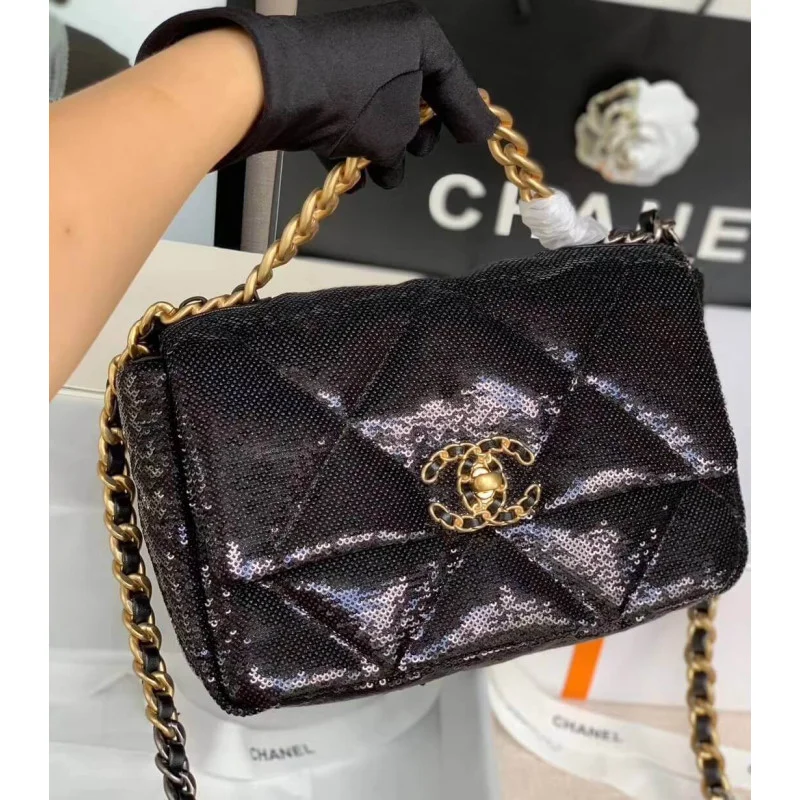 Chanel 19 Flap Bag In Tweed&AmpSequins As1160