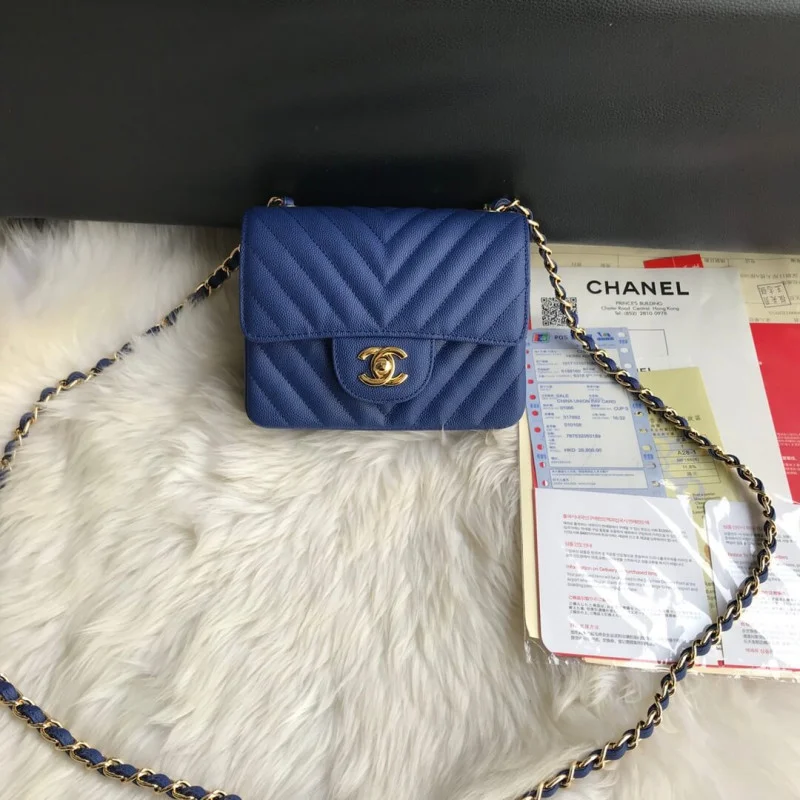 Chanel Chevron Caviar Leathe 17Cm Class-Flap Bag 1115