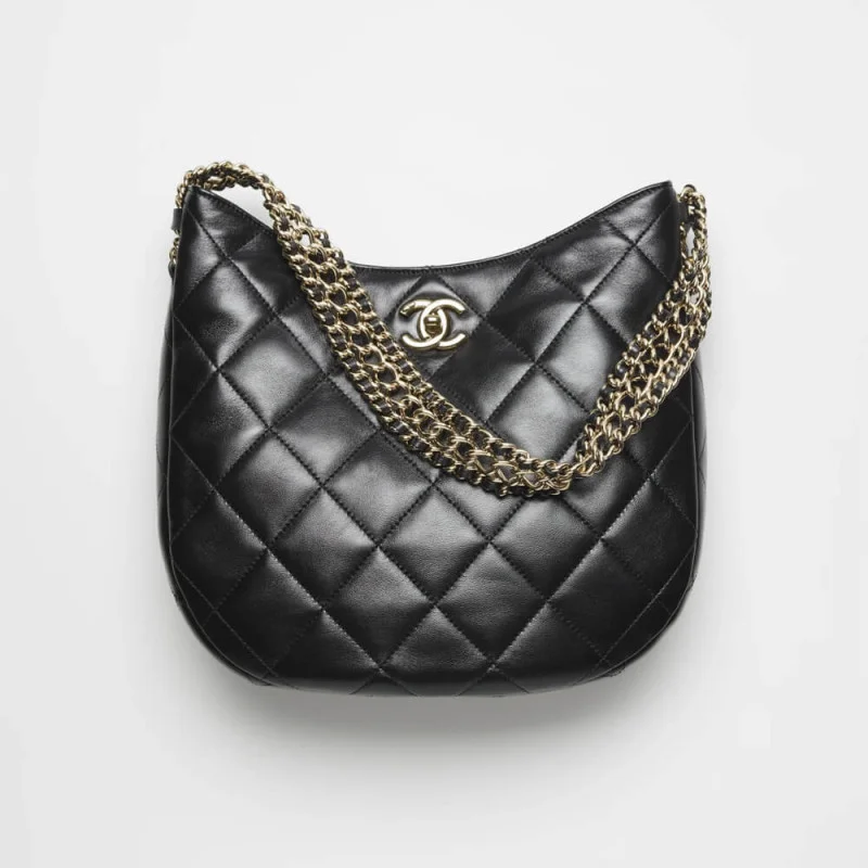 Chanel Hobo Bag In Lambskin As3153 Black