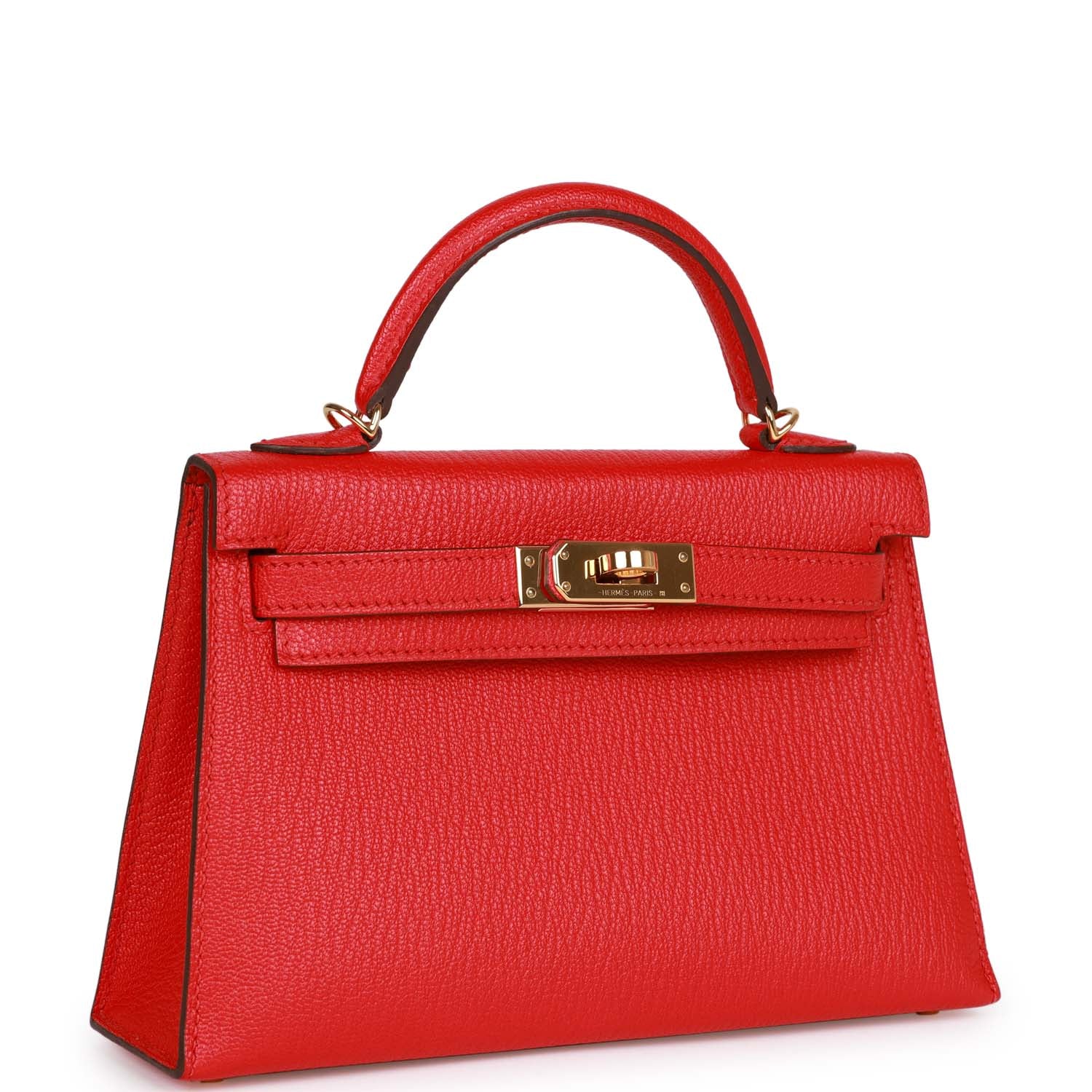 Pre-owned Hermes Kelly 20 Rouge de Coeur Chevre Mysore Gold Hardware