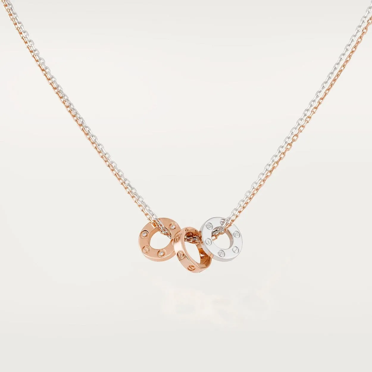 car Love Necklace 3 Circles Necklace-6 Diamonds