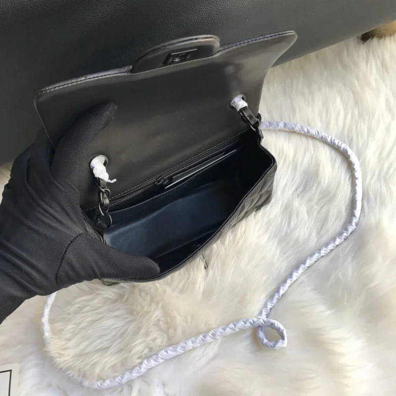 Chanel Lambskin 20Cm Class-Flap Bag 1116 Black