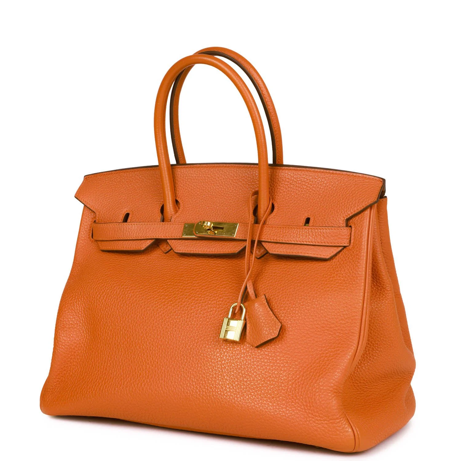 Pre-owned Hermes Birkin 35 Orange H Togo Gold Hardware