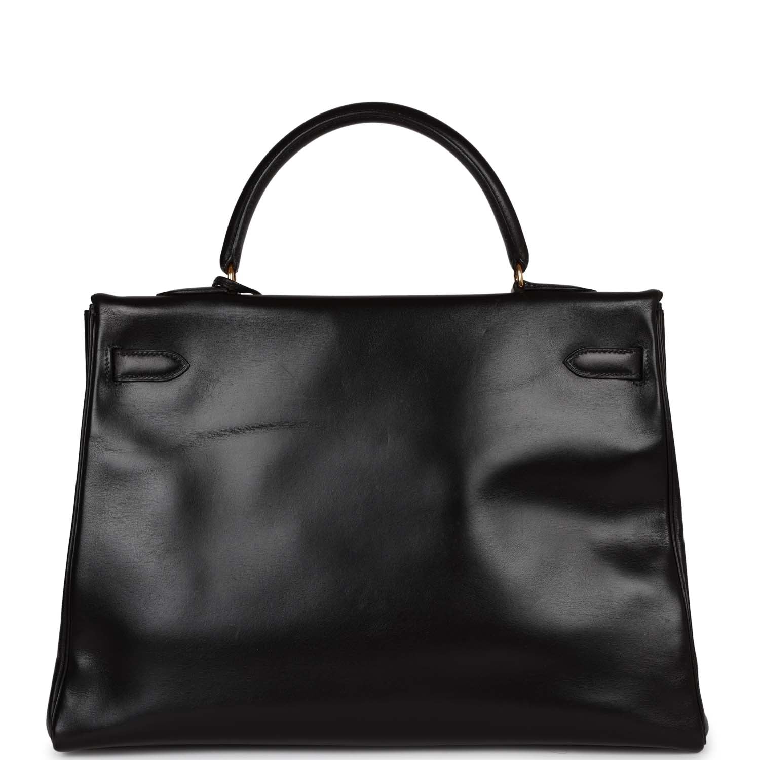 Hermes Kelly 35 Retourne Black Box Gold Hardware