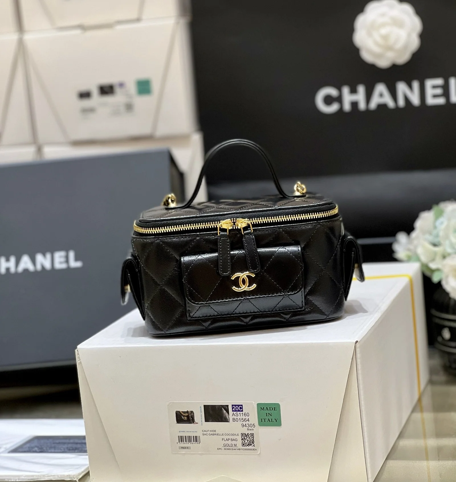 Chanel Vanity Bag With Strap Black For Women, Women’s Bags 6.6in/17cm AP3017 B09208 94305