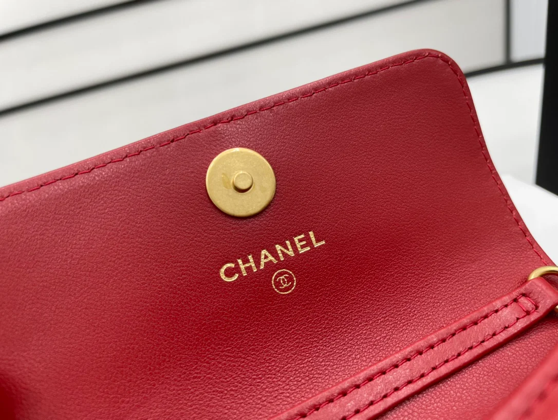 Chanel Classic Distressed Red For Women, Women’s Bags 4.7in/12cm