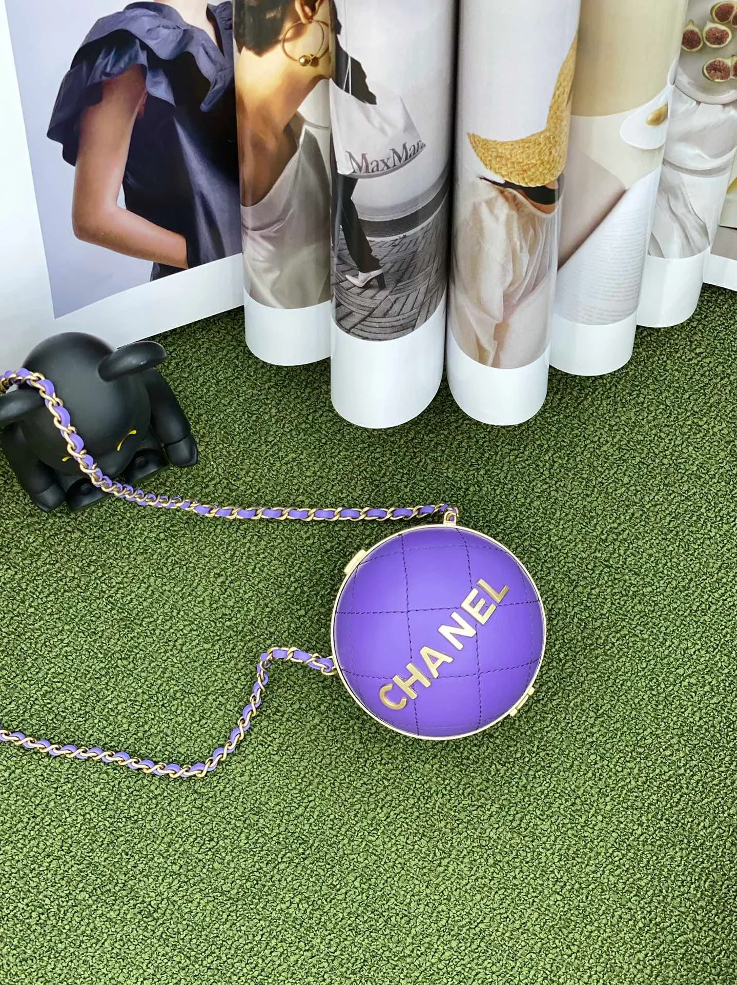 Chanel Ball Bag Purple and Gold Chain Bag For Women 8cm/3.15in