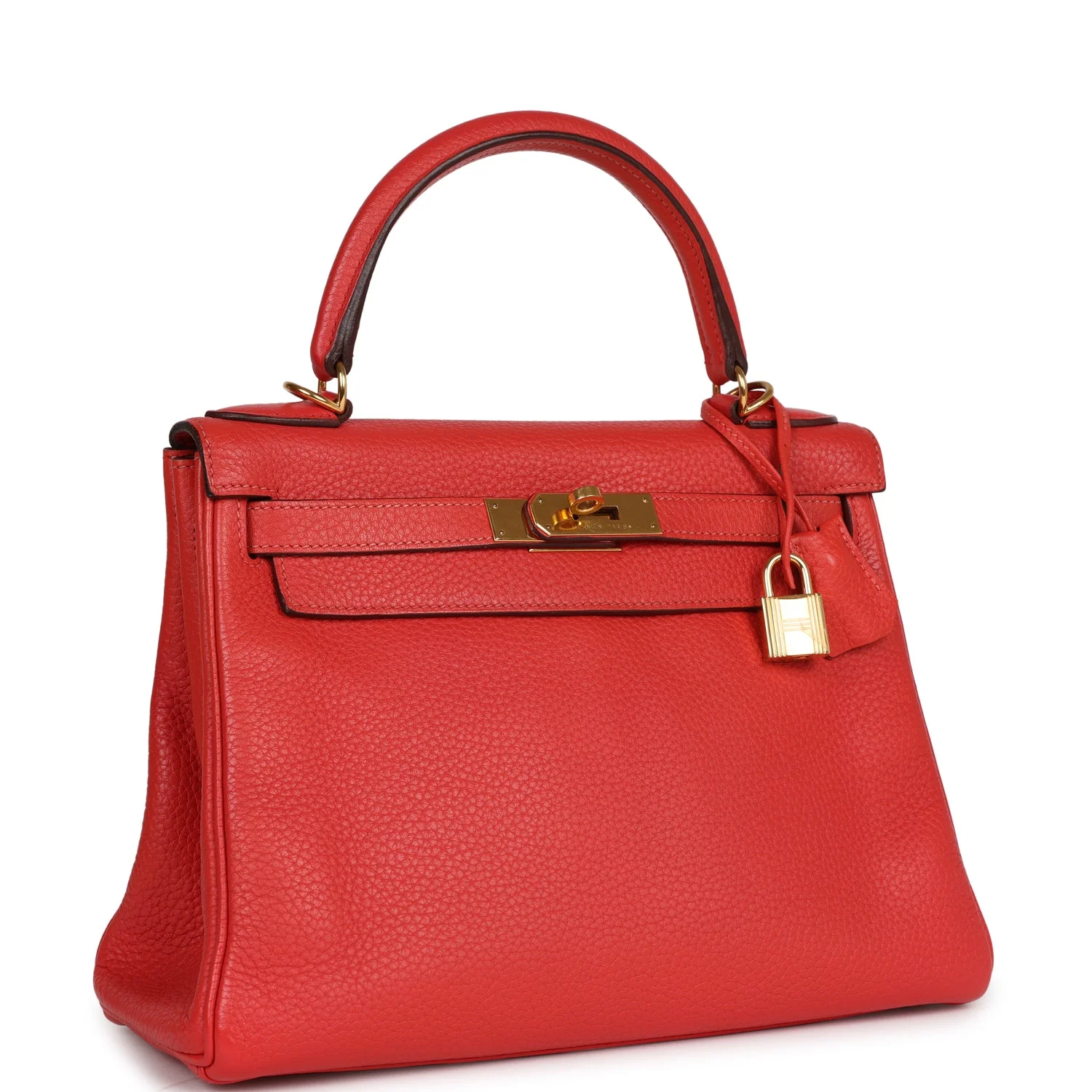 Pre-owned Hermes Kelly Retourne 28 Rouge Pivoine Togo Gold Hardware