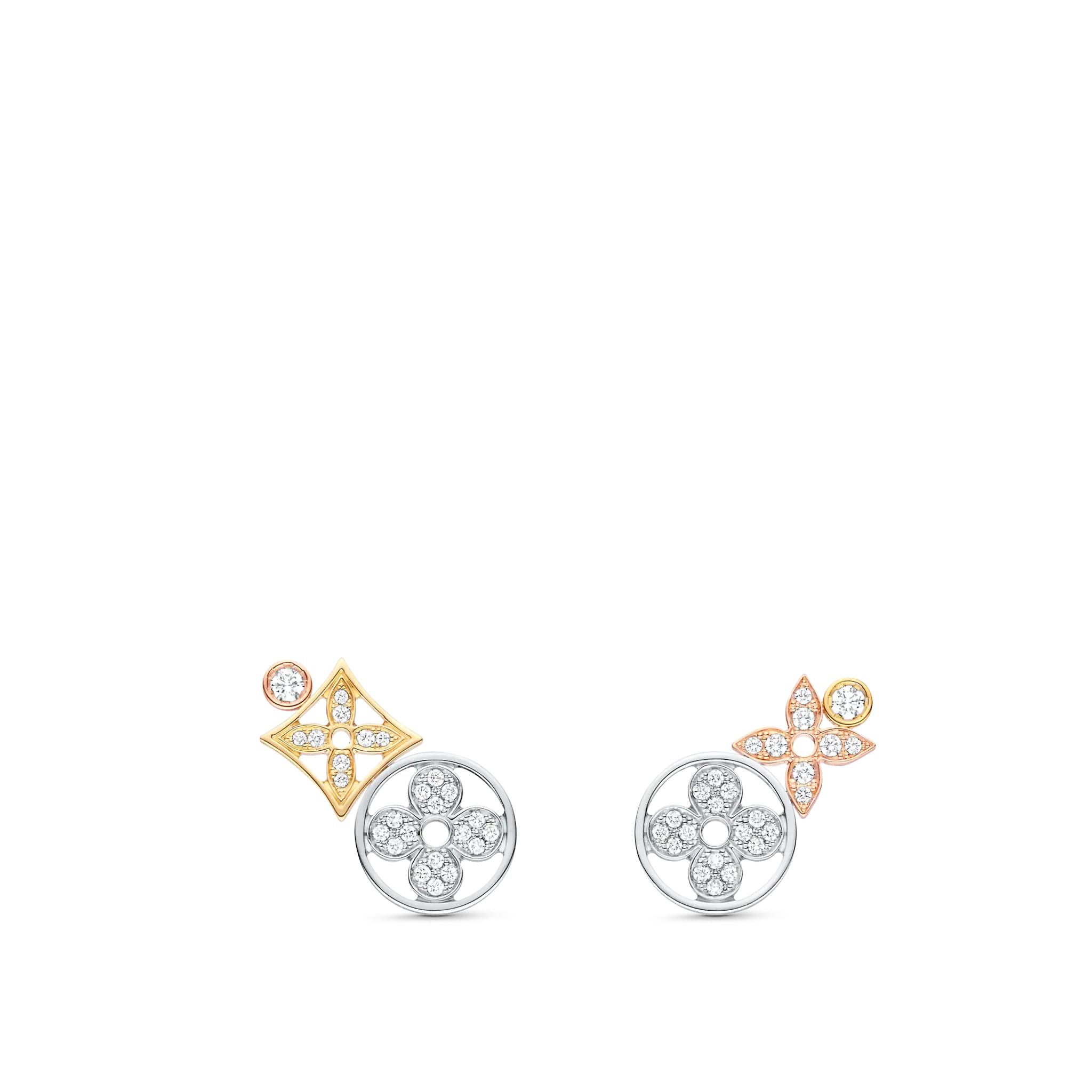 Idylle Blossom Tricolor Gold and Diamond Stud Earrings