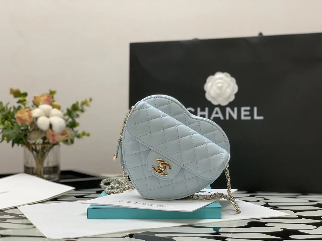 Chanel Mini Heart Bag Grey For Women 7in/18cm AS3191 B07958