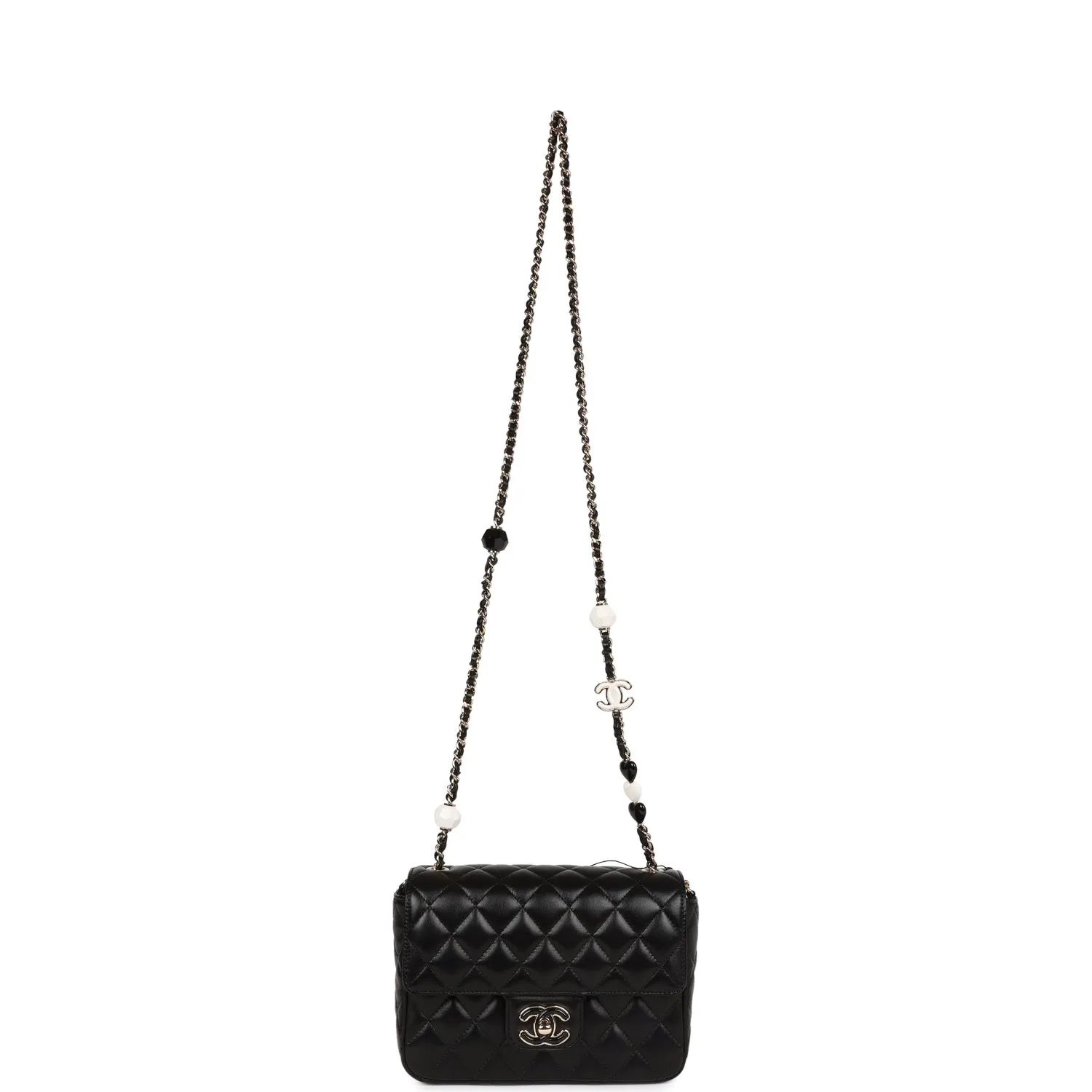 Candy Heart Mini Flap Bag Black Lambskin Enamel and Light Gold Hardware