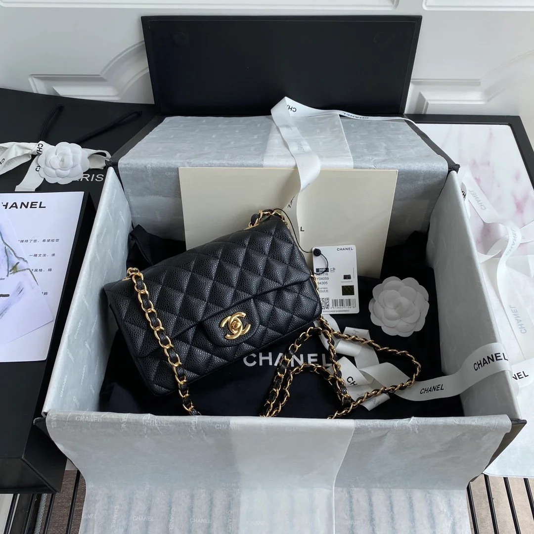Chanel Mini Classic Handbag Black For Women 6.7in/17cm