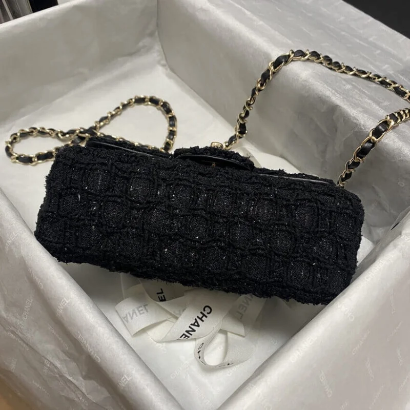 Chanel 20Cm Class-Flap Bag In Black Tweed 1116