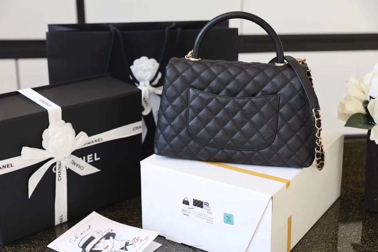 Chanel Large Flap Bag With Top Handle Black For Women, Womens Handbags, Shoulder And Crossbody Bags 11in/28cm A92991