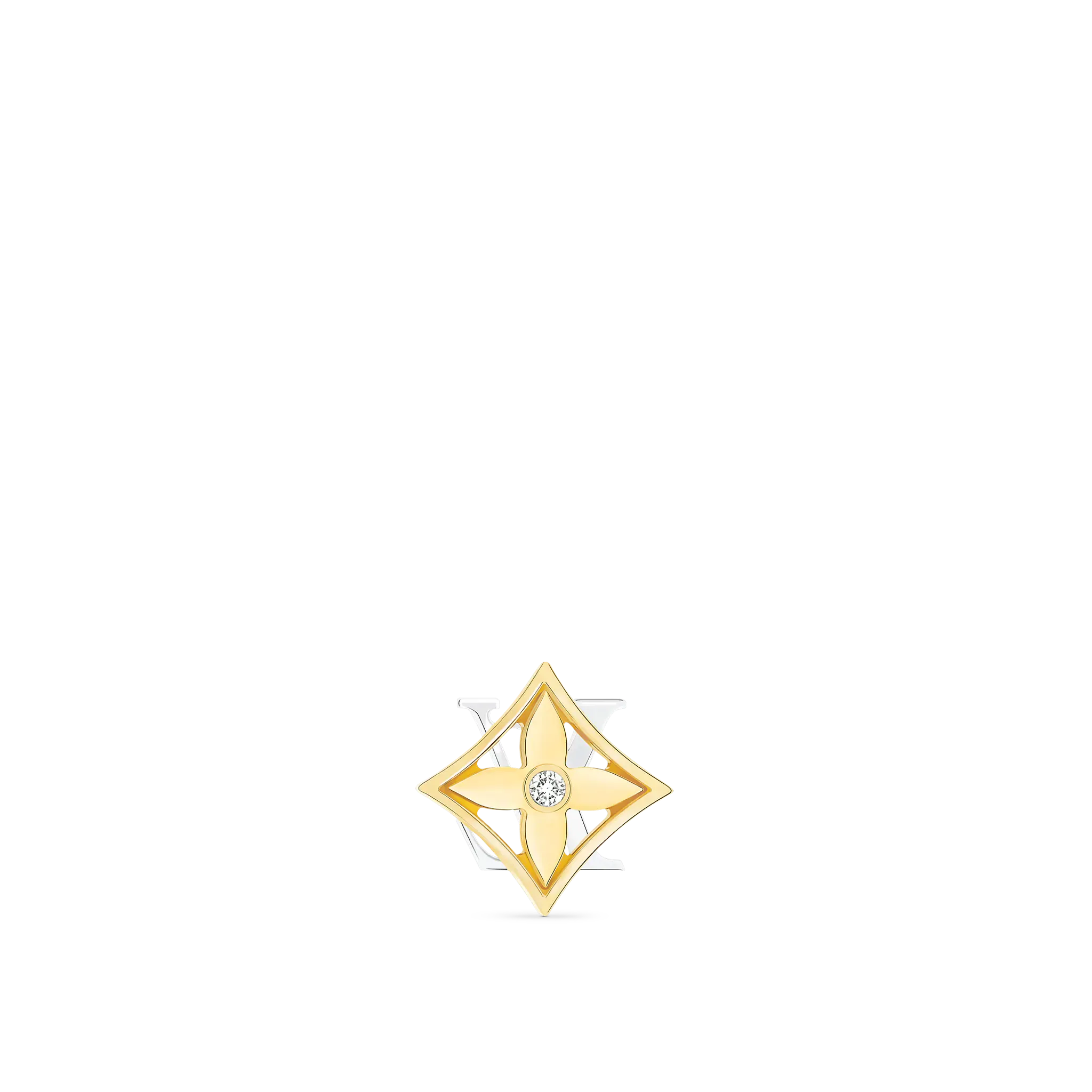 Idylle Blossom Yellow and White Gold and Diamond Reversible Single Stud Earrings