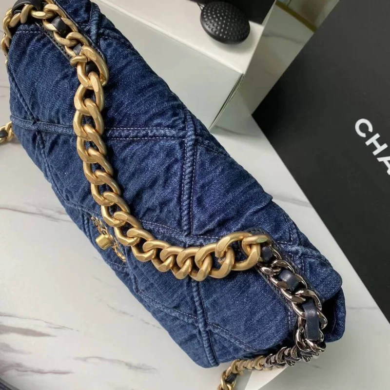 Chanel 19 Large Flap Bag As1161 Denim