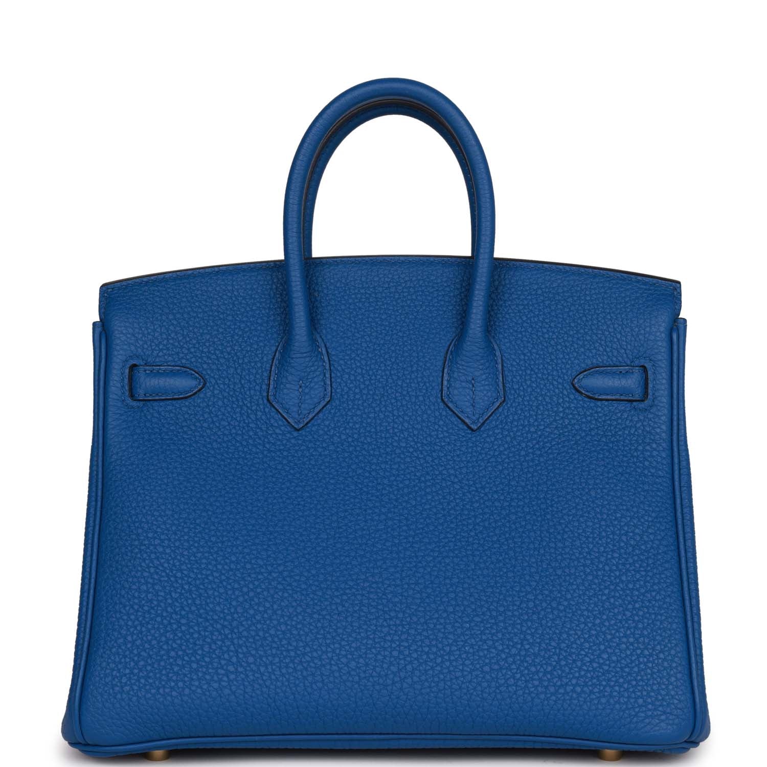 Pre-owned Hermes Birkin 25 Bleu France Togo Gold Hardware