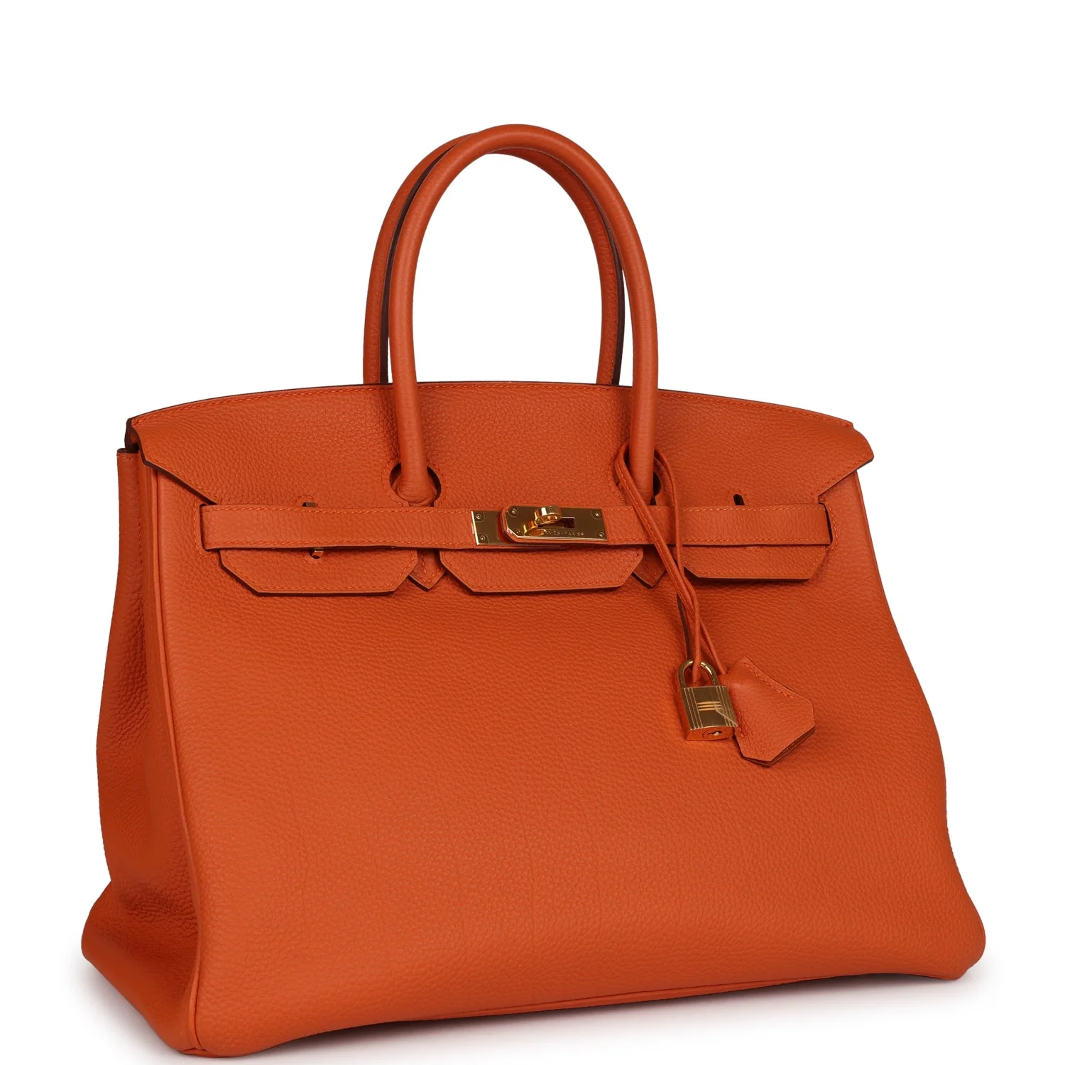 Pre-owned Hermes Birkin 35 Orange H Clemence Gold Hardware