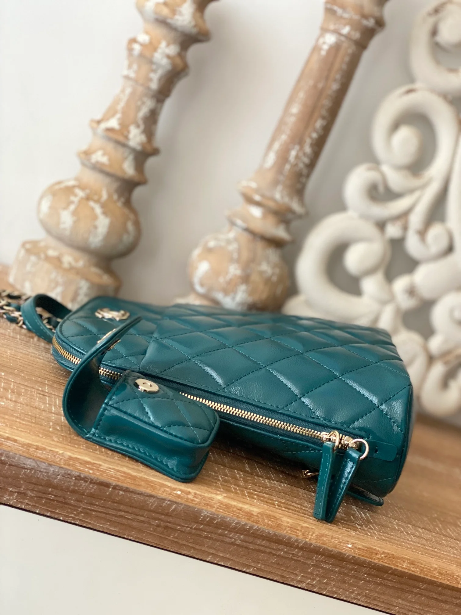 Chanel Rucksack Backpack Mallard Green Bag For Women 21cm/8in