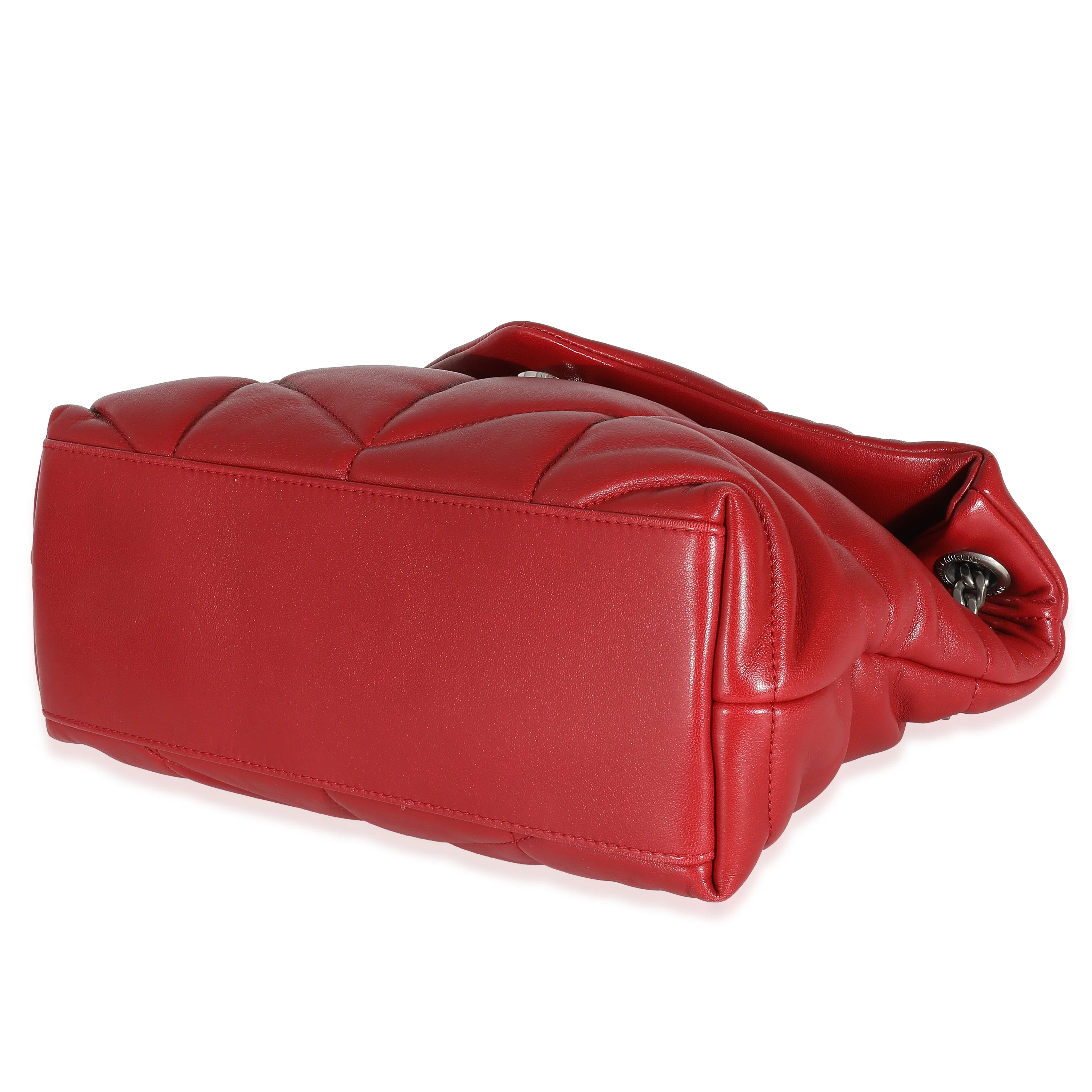 Saint Laurent Red Quilted Lambskin Small Loulou Puffer