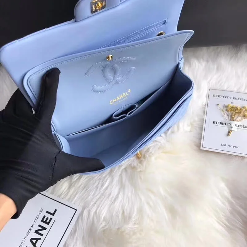 Chanel 1112 Blue Medium Size 2.55 Lambskin Leather Flap Bag