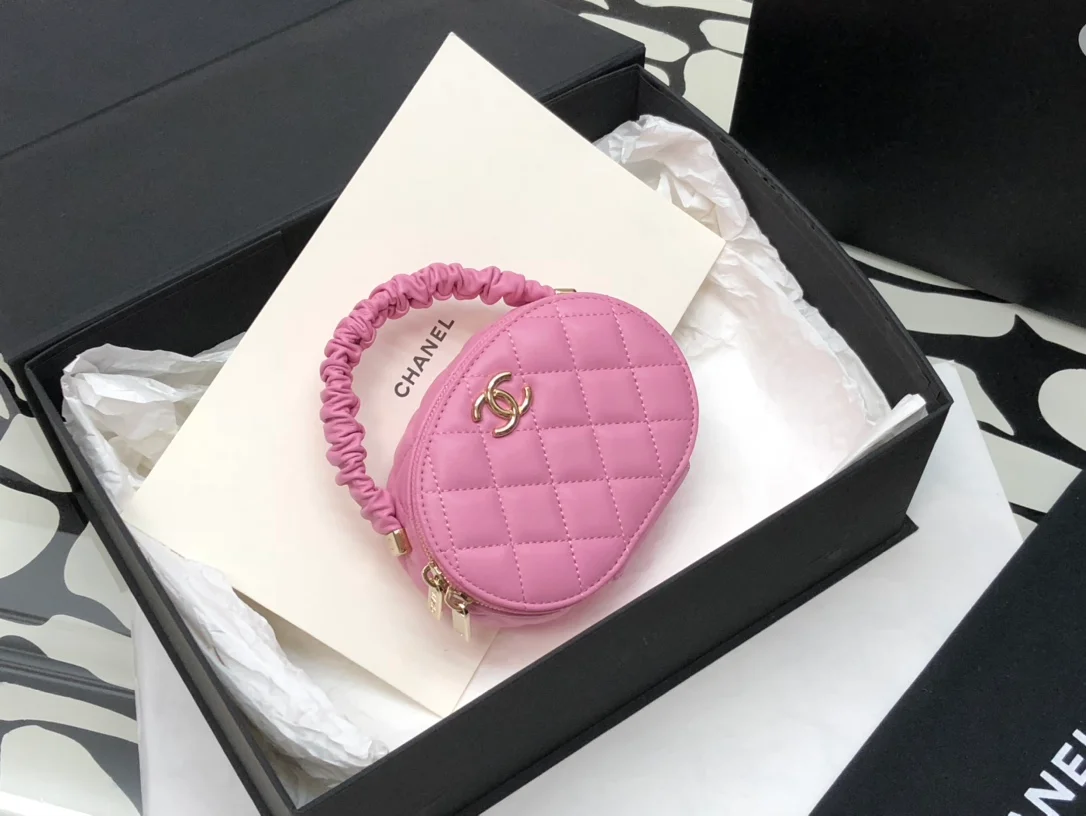 Chanel Vanity Case Shiny Gold Pink Bag For Women 9.5cm/3.7in