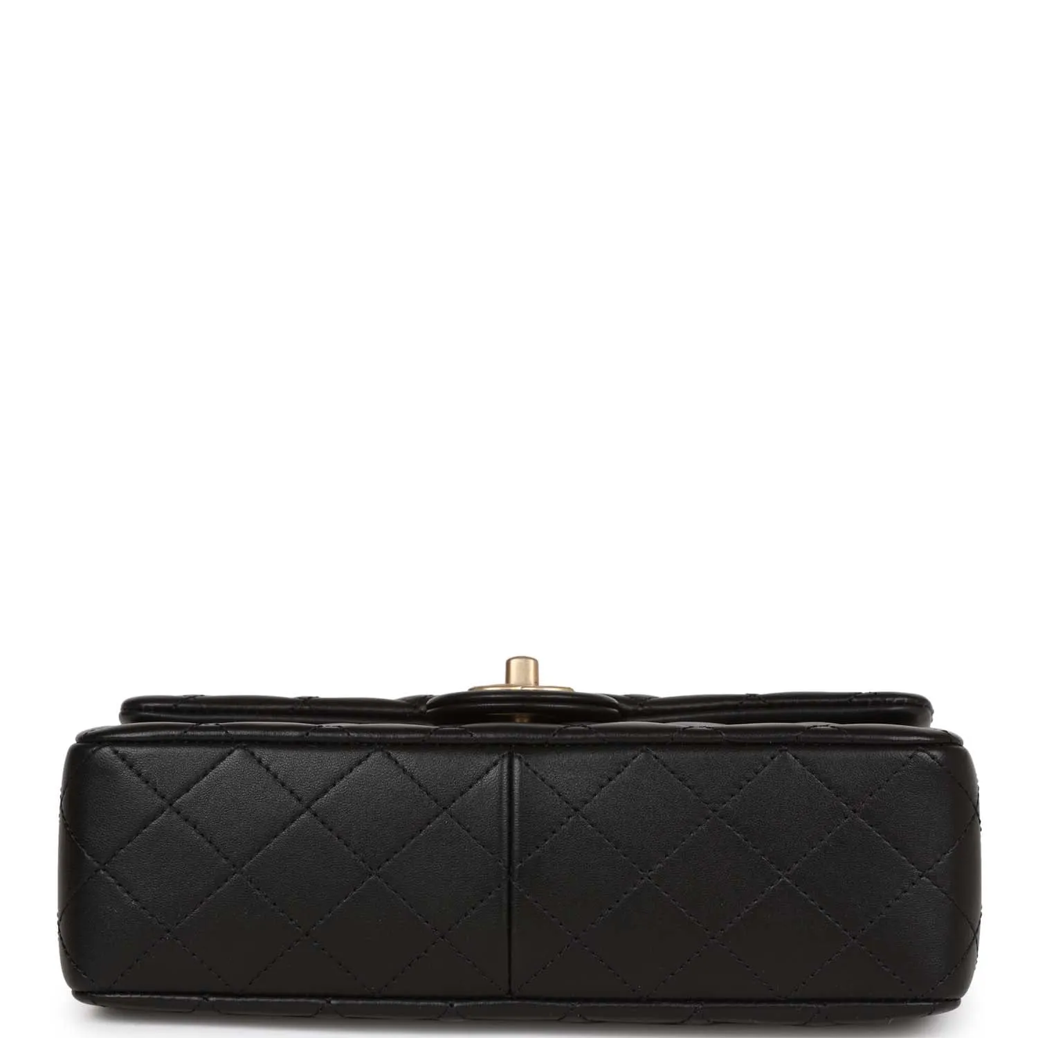 Medium Camellia Crush Flap Bag Black Lambskin Antique Gold Hardware