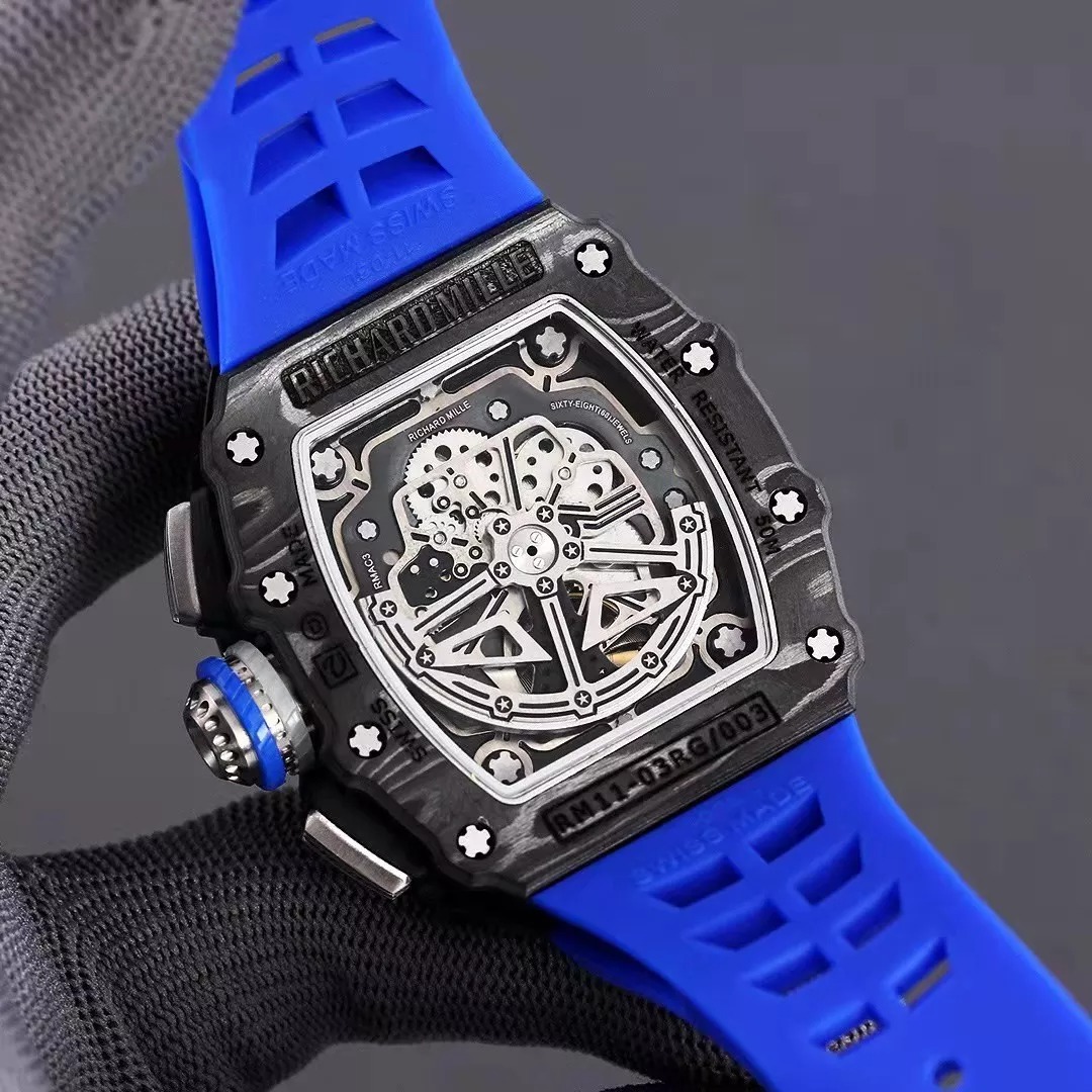 RM 11-03 Skeleton Blue Dial Black Bezel Blue Rubber Strap ZY 7750