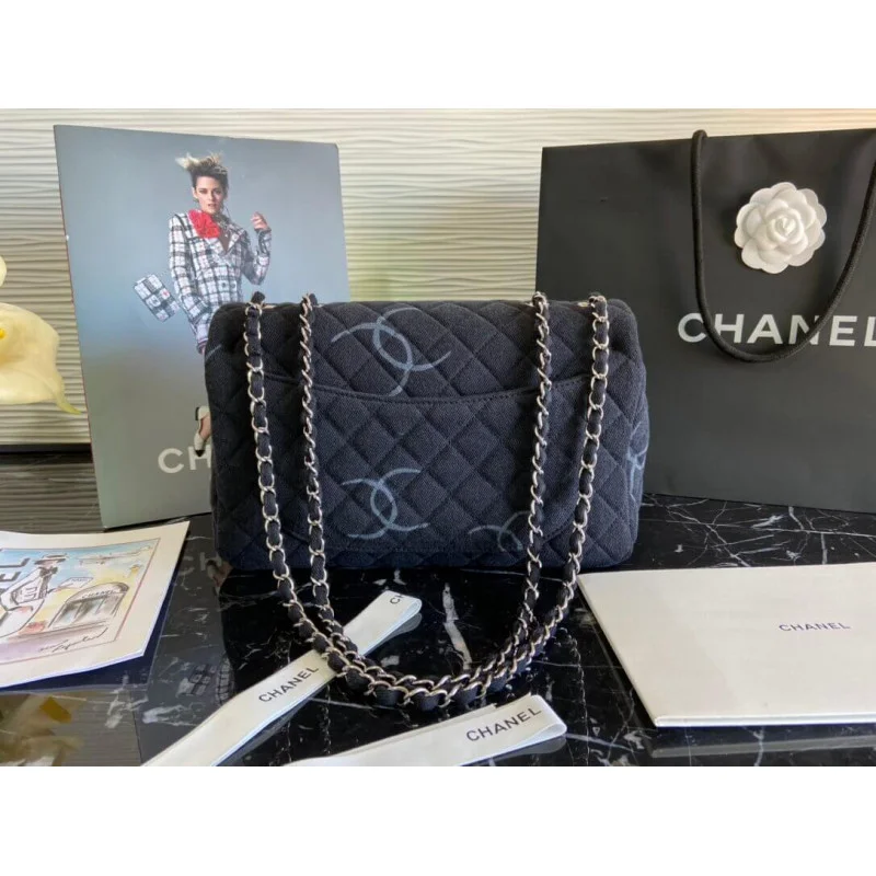 Chanel Denim Class-Flap Jumbo Large Bag As2072