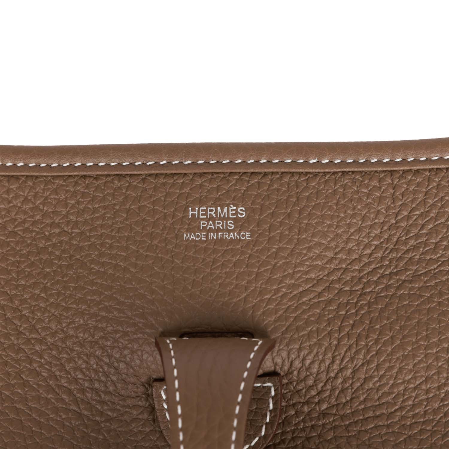 Hermes Evelyne III PM Etoupe Clemence Palladium Hardware
