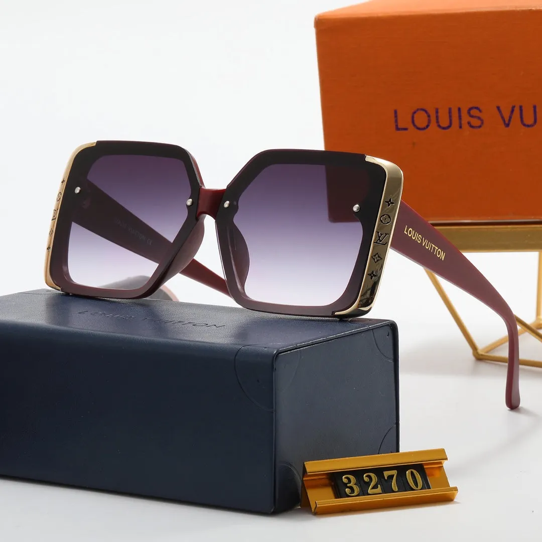 5 color luxury square frame side skirt four-leaf flower polarized sunglasses