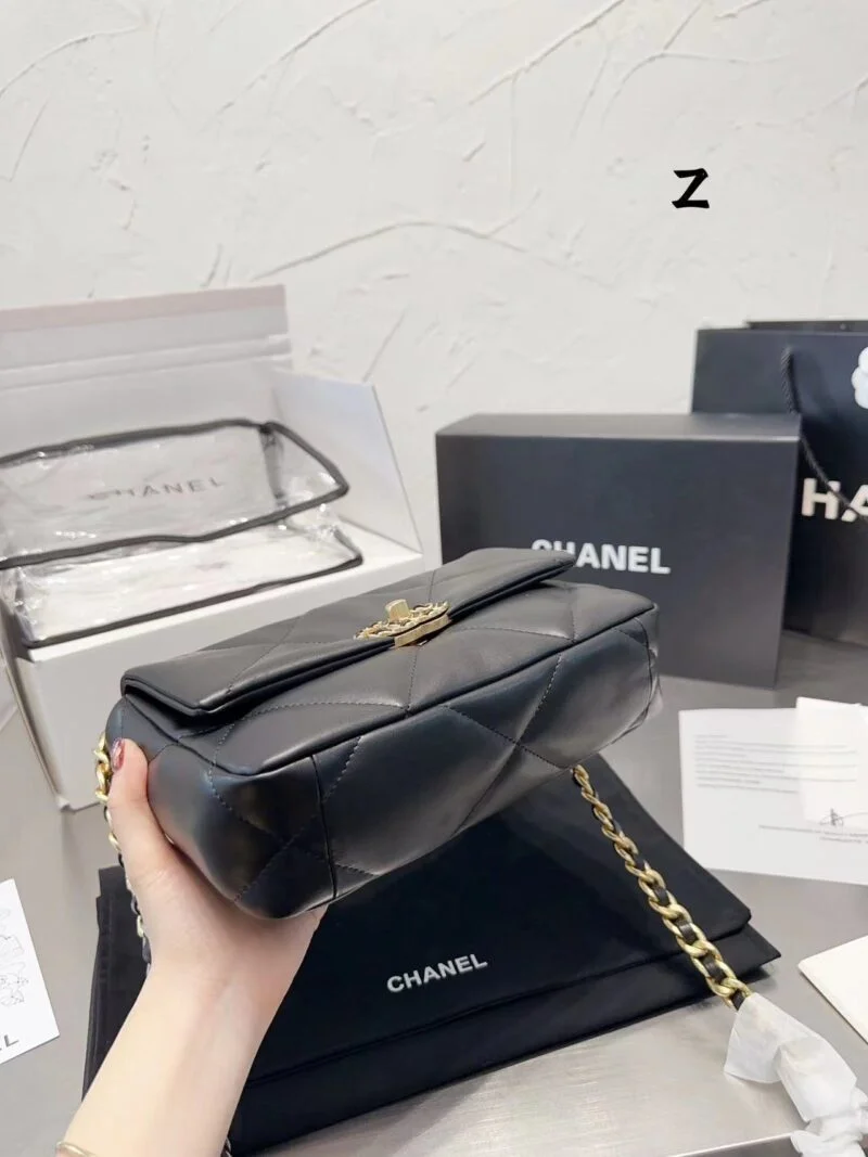 Chanel 19 Hand 2Way Chain Shoulder Bag As1160 Lamb Leather Black Used Women