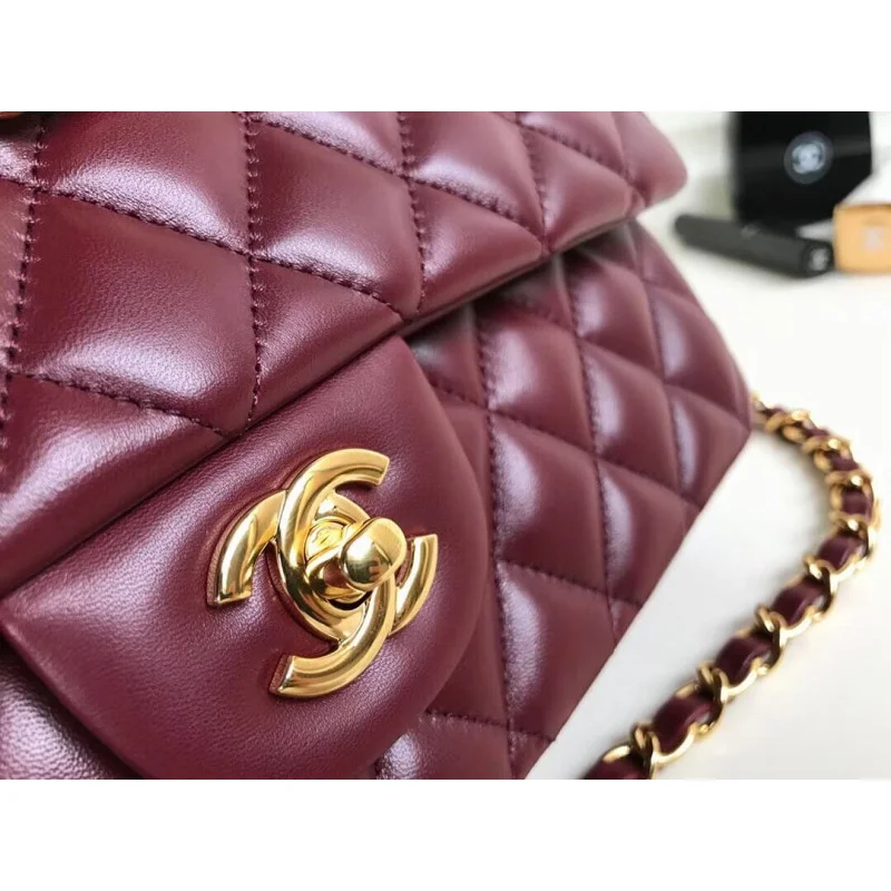 Chanel 1112 Burgundy Medium Size 2.55 Lambskin Leather Flap Bag