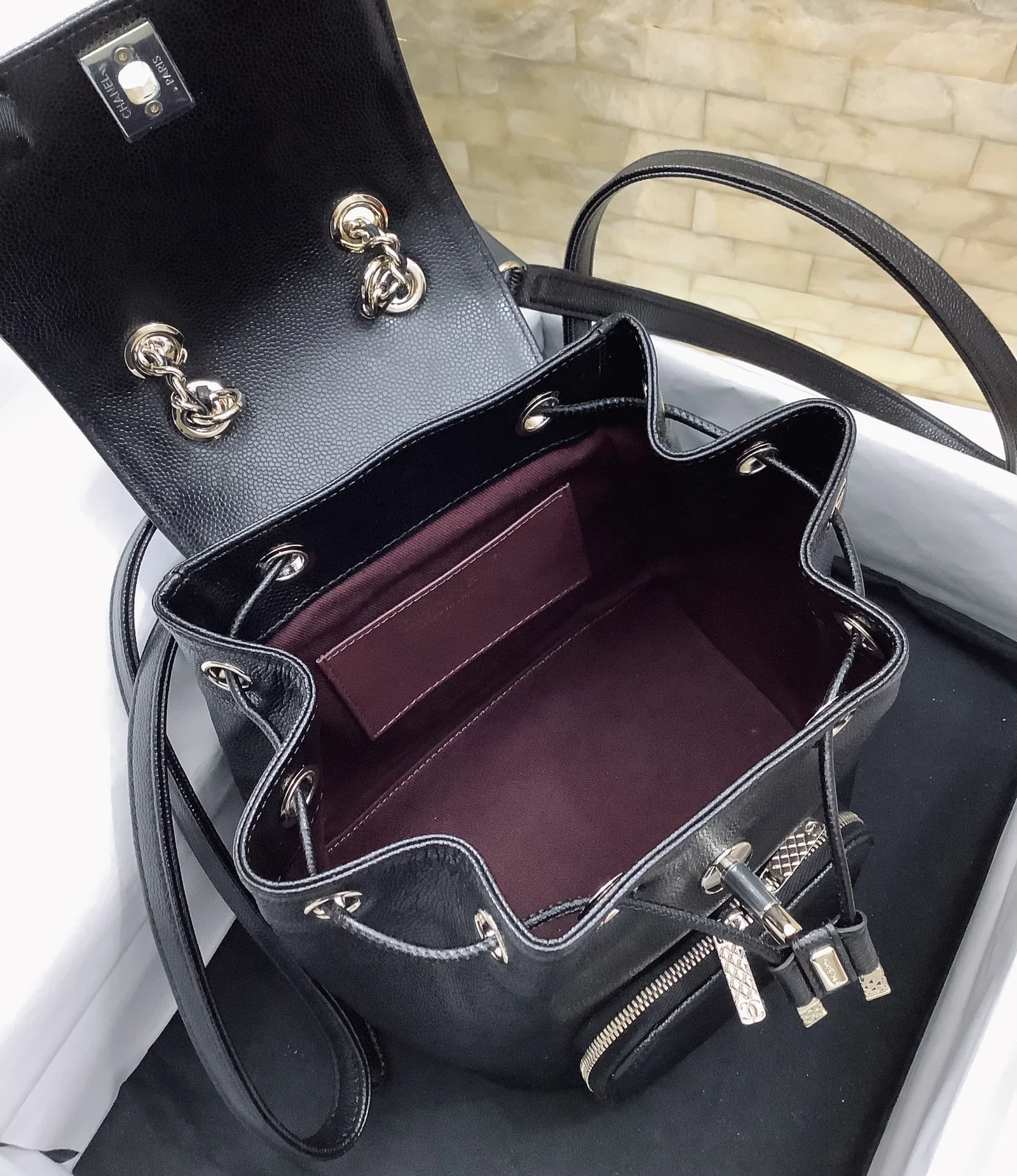 Chanel Small Affinity Backpack Black For Women, Women’s Bags 9.8in/25cm