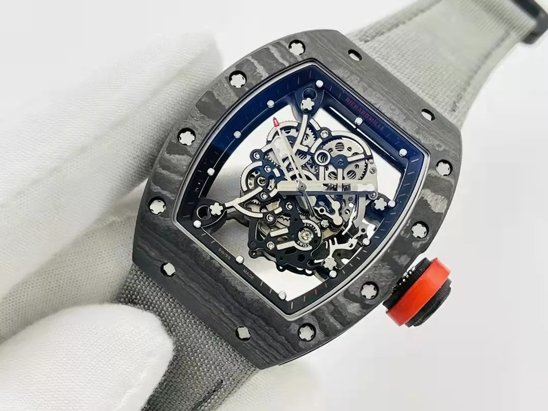 RM055 Skeleton Dial Black Bezel Gray Canvas Strap RMS RMUL2