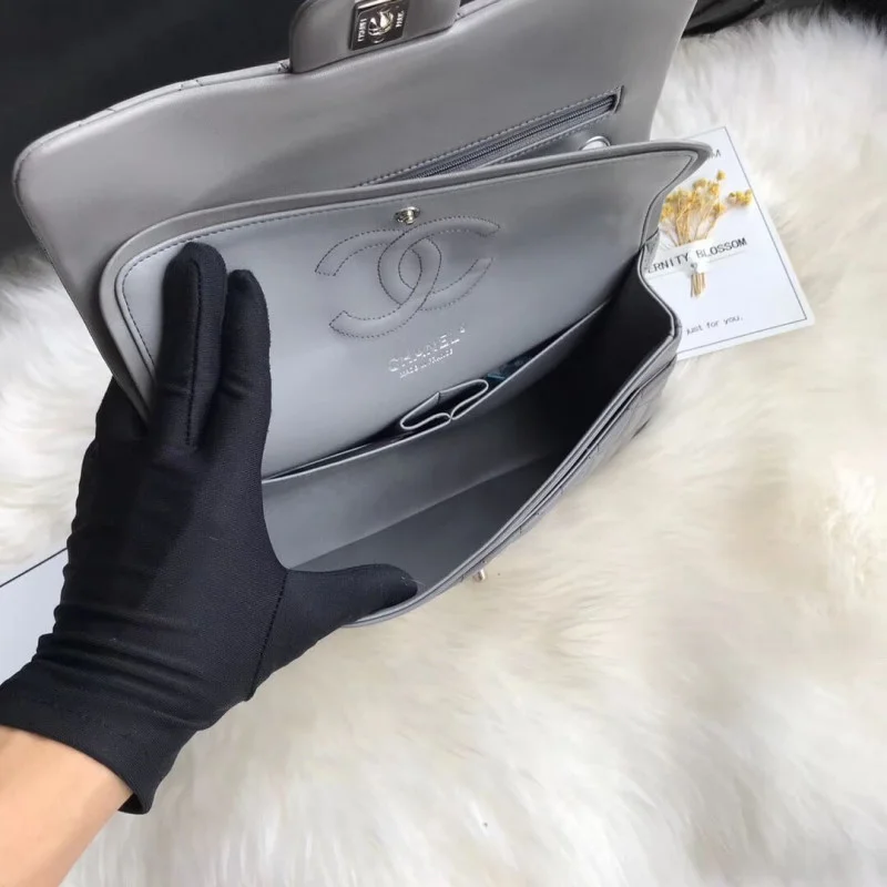 Chanel 1112 Grey Medium Size 2.55 Lambskin Leather Flap Bag